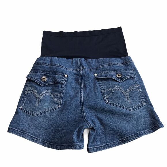 Bella Vida Maternity Denim Flap Pocket Blue Jean Shorts Sz M - Picture 1 of 11